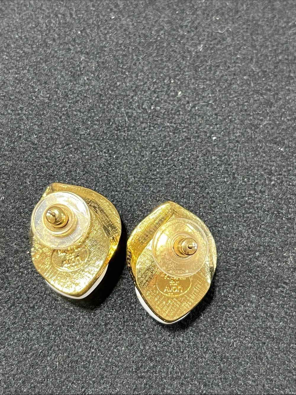 Gold & White Floral Clip-On Earrings with Crystal Accents - Picture 3 of 3